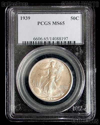 1939 Walking Liberty Silver Half Dollar in PCGS MS 65