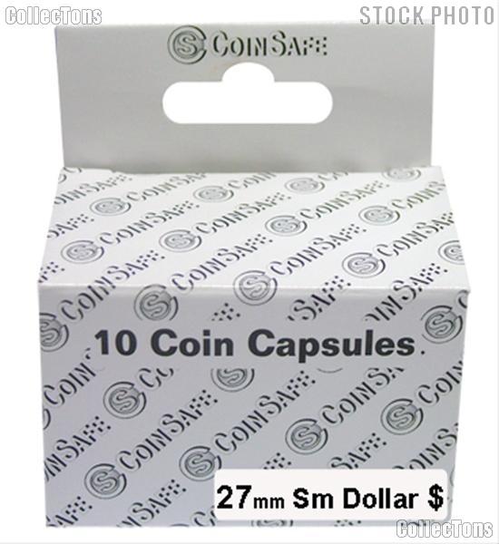 Coin Capsules Box of 10 by CoinSafe for Small Dollars (27mm)