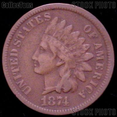 1874 Indian Head Cent Variety 3 Bronze G-4 or Better Indian Penny