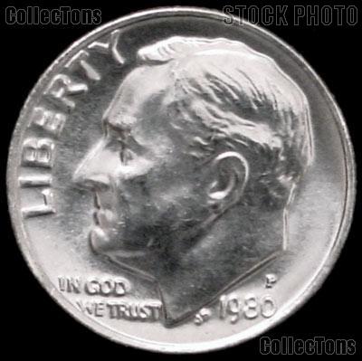 1980-P Roosevelt Dime Gem BU (Brilliant Uncirculated)