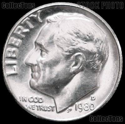 1980-D Roosevelt Dime Gem BU (Brilliant Uncirculated)