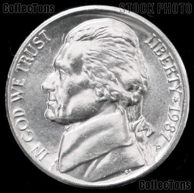 1987-P Jefferson Nickel Gem BU (Brilliant Uncirculated)