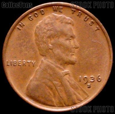 1936-S 1C BN Lincoln Wheat Cent Penny
