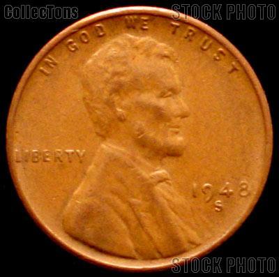 1948-S Wheat Penny Lincoln Wheat Cent Circulated G-4 or Better