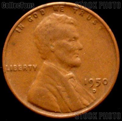 1950-D Wheat Penny Lincoln Wheat Cent Circulated G-4 or Better