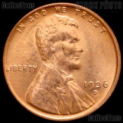 1936-D Lincoln Wheat Cent GEM BU RED Penny for Album
