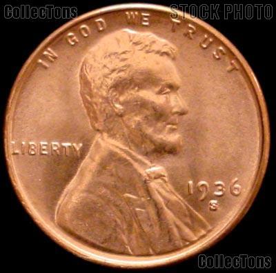 1936-S Lincoln Wheat Cent GEM BU RED Penny for Album