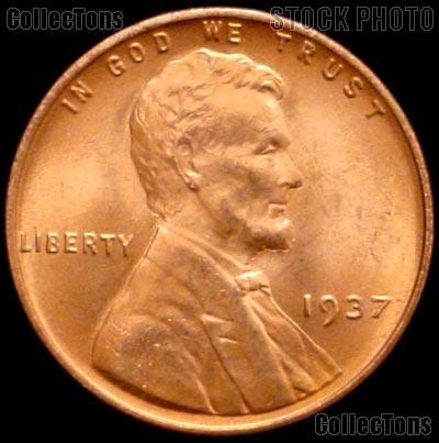 1937 Lincoln Wheat Cent GEM BU RED Penny for Album