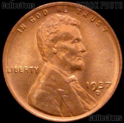 1937-D Lincoln Wheat Cent GEM BU RED Penny for Album
