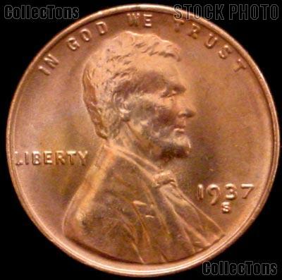 1937-S Lincoln Wheat Cent GEM BU RED Penny for Album