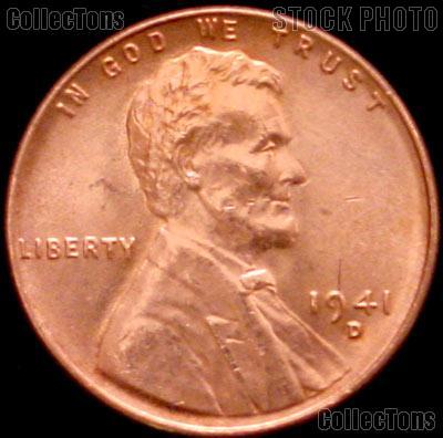 1941-D Lincoln Wheat Cent GEM BU RED Penny for Album