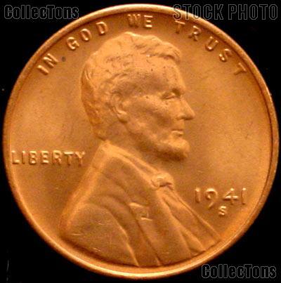 1941-S Lincoln Wheat Cent GEM BU RED Penny for Album