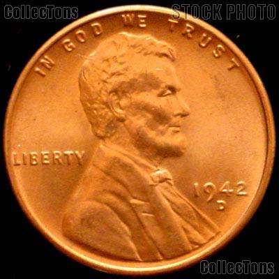 1942-D Lincoln Wheat Cent GEM BU RED Penny for Album