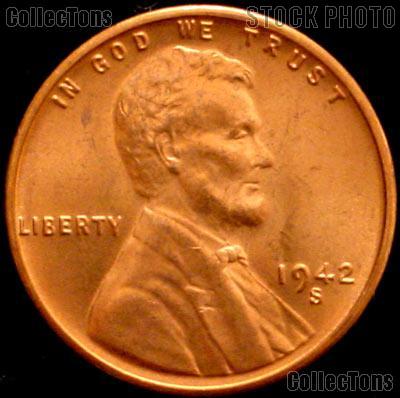 1942-S Lincoln Wheat Cent GEM BU RED Penny for Album