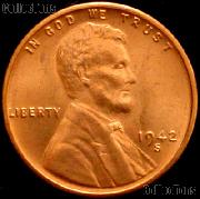 1942-S Lincoln Wheat Cent GEM BU RED Penny for Album