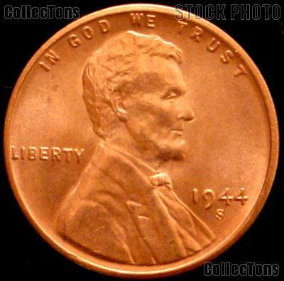 1944-S Lincoln Wheat Cent GEM BU RED Penny for Album