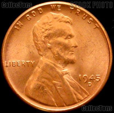 1945-D Lincoln Wheat Cent GEM BU RED Penny for Album