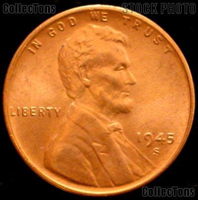 1945-S Lincoln Wheat Cent GEM BU RED Penny for Album