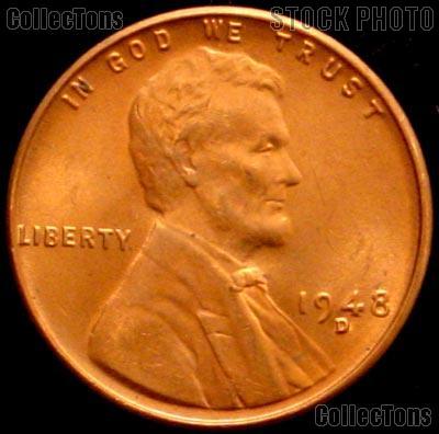 1948-D Lincoln Wheat Cent GEM BU RED Penny for Album
