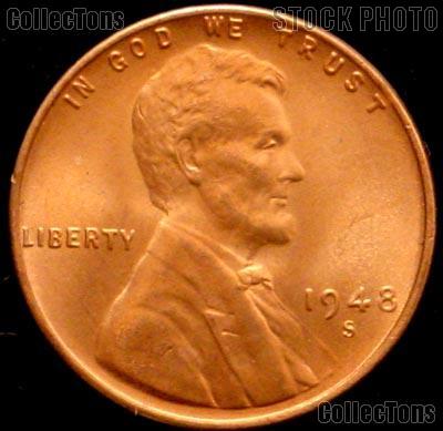 1948-S Lincoln Wheat Cent  GEM BU RED Penny for Album