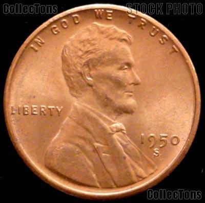 1950-S Lincoln Wheat Cent GEM BU RED Penny for Album