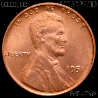 1951 Lincoln Wheat Cent GEM BU RED Penny for Album