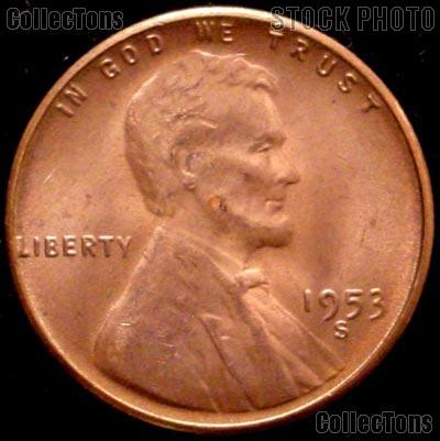 1953-S Lincoln Wheat Cent GEM BU RED Penny for Album