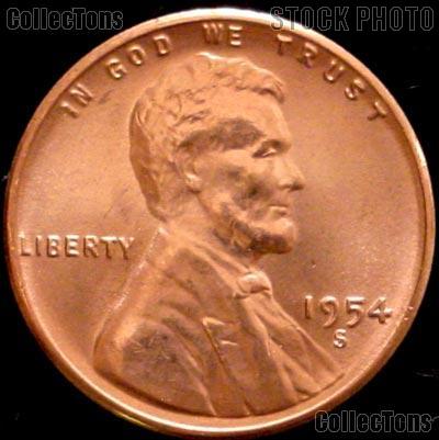 1954-S Lincoln Wheat Cent GEM BU RED Penny for Album