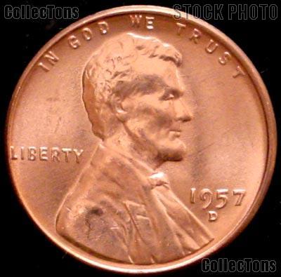 1957-D Lincoln Wheat Cent GEM BU RED Penny for Album