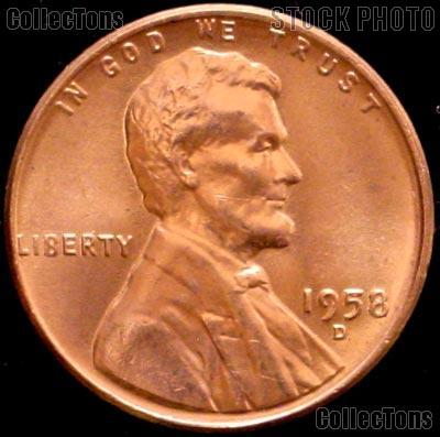 GEM BU RED 1958-D  Lincoln  Cent 