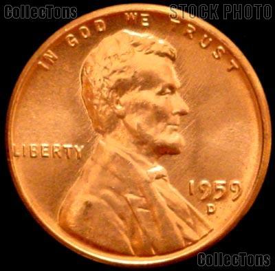 1959-D Lincoln Memorial Cent GEM BU RED Penny