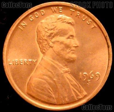 1969-S Lincoln Memorial Cent GEM BU RED Penny