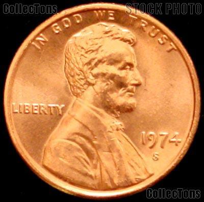 1974-S Lincoln Memorial Cent Uncirculated BU Red Penny Nice No Problem Coin 