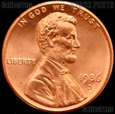 1986-D Lincoln Memorial Cent GEM BU RED Penny