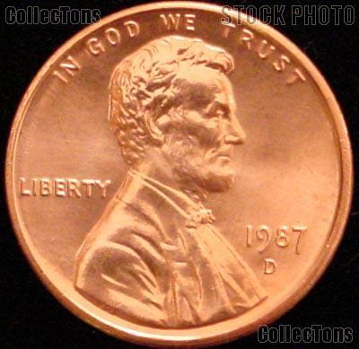 1987-D Lincoln Memorial Cent GEM BU RED Penny