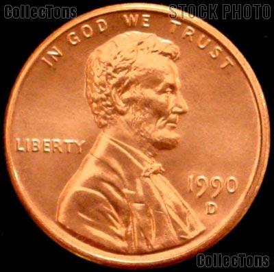 1990-D Lincoln Memorial Cent GEM BU RED Penny