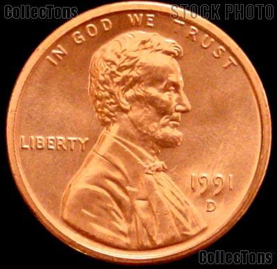 1991-D Lincoln Memorial Cent GEM BU RED Penny