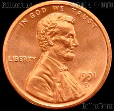 1991-D Lincoln Memorial Cent GEM BU RED Penny