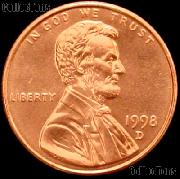 1998-D Lincoln Memorial Cent GEM BU RED Penny