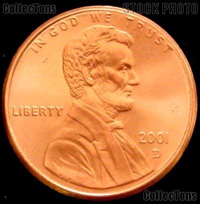 2001-D Lincoln Memorial Cent GEM BU RED Penny