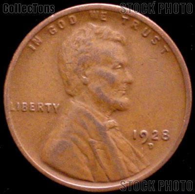 1928-D Wheat Penny Lincoln Wheat Cent Circulated G-4 or Better