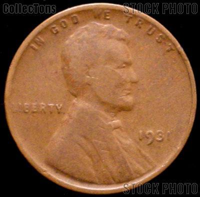 1931 Wheat Penny Lincoln Wheat Cent Circulated G-4 or Better