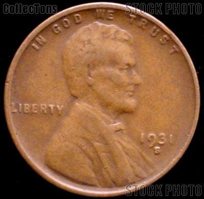 1931-S Wheat Penny Lincoln Wheat Cent Circulated G-4 or Better KEY DATE