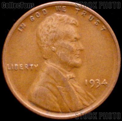 1934 Wheat Penny Lincoln Wheat Cent Circulated G-4 or Better