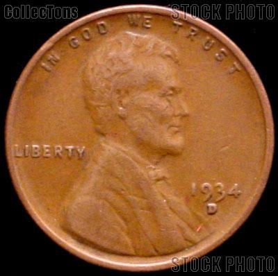 1934-D Wheat Penny Lincoln Wheat Cent Circulated G-4 or Better