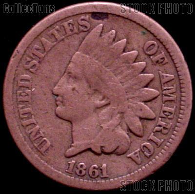 1861 Indian Head Cent Variety 2 Oak Wreath w/ Shield G-4 or Better Indian Penny