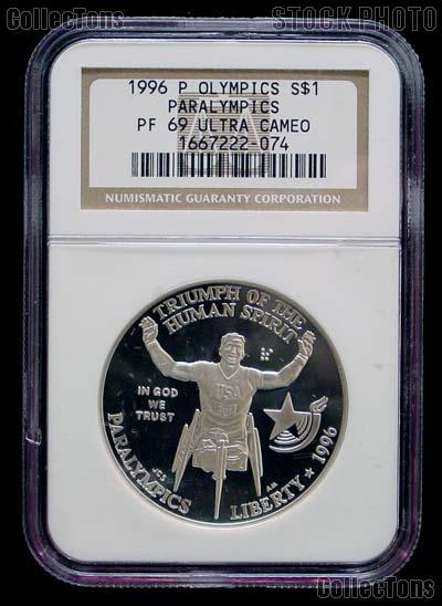 1996-P Atlanta Olympic Games Paralympics Proof Silver Dollar in NGC PF 69 ULTRA CAMEO