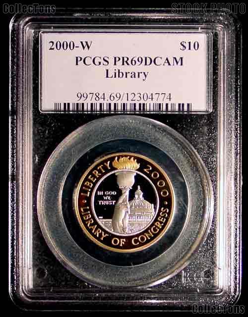 2000-W Library of Congress $10 Bimetallic PCGS PR69DCAM