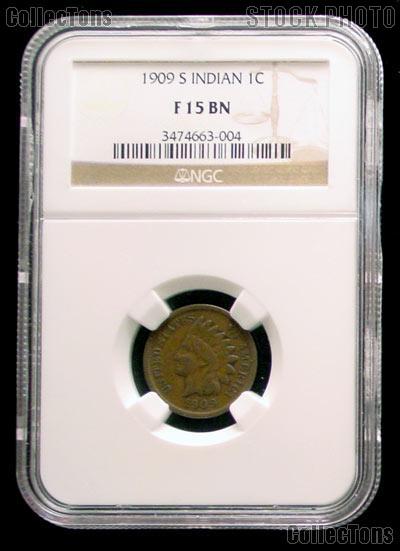 1909-S Indian Head Cent KEY DATE in NGC F 15 BN (Brown)