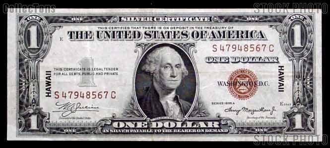 One Dollar Bill Hawaii Note Brown Seal US Currency Good or Better